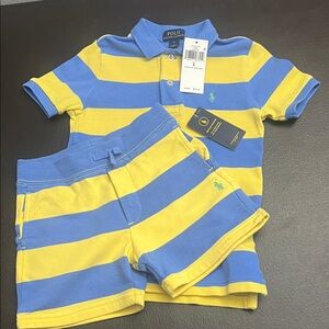 Polo by Ralph Lauren Blue and Yellow Striped Kids Matching Set